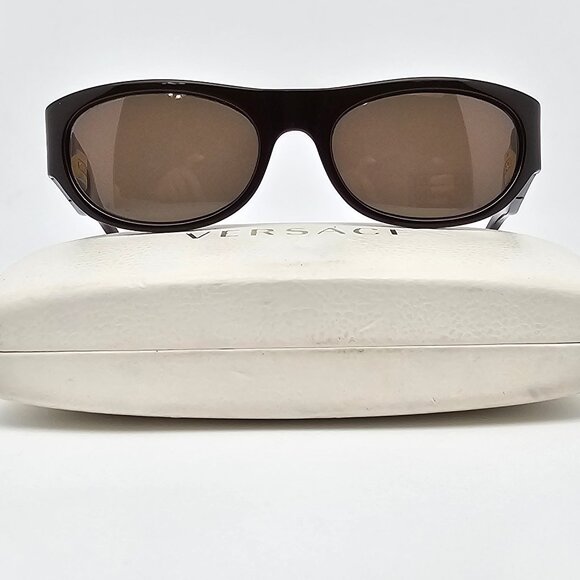 Versace Mod. 474/A Col. 919 Dark Chocolate Frame Green Lens Medusa Sunglasses